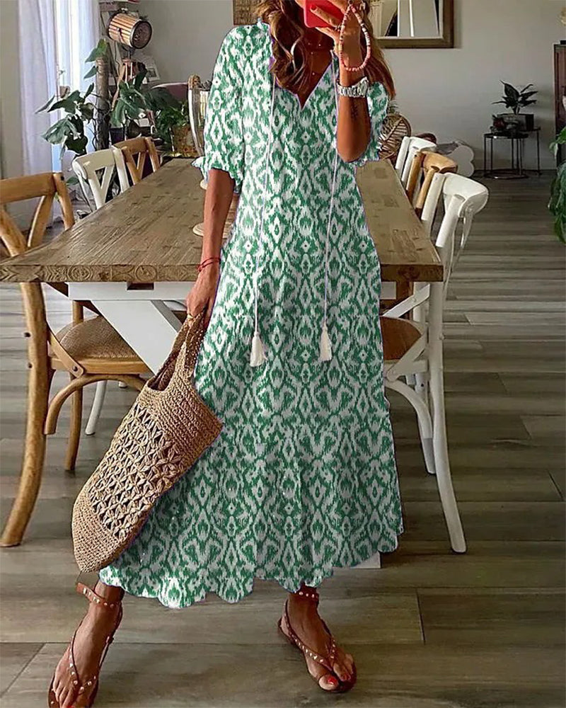 CELESTE | BOHO VINTAGE V-NECK SUMMER DRESS Bennet & Stone London