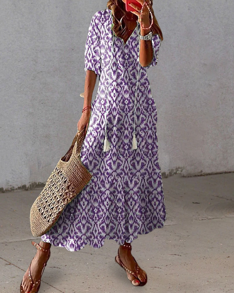 CELESTE | BOHO VINTAGE V-NECK SUMMER DRESS Bennet & Stone London