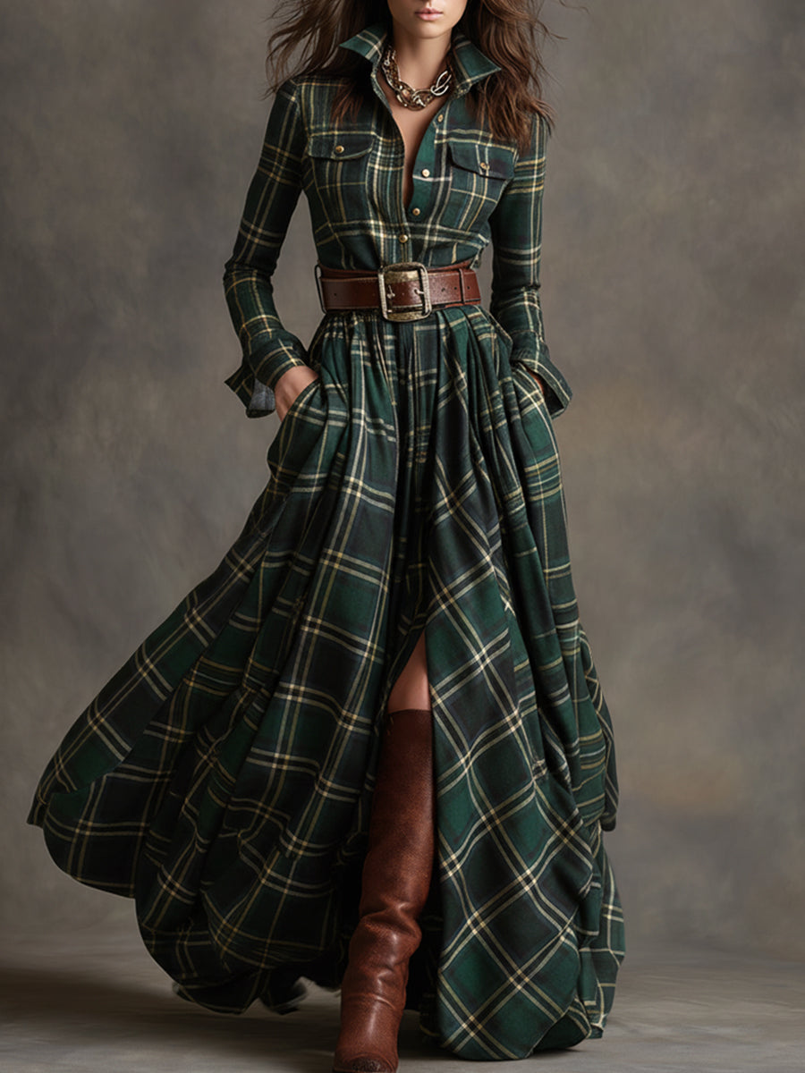 GIULIETTA | MAXI CHECK SHIRT DRESS WITH BELT Bennet & Stone London