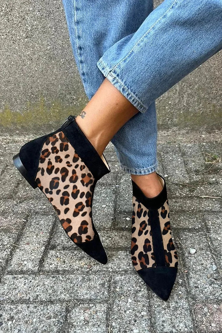  THERESA | LEOPARD POINTED ANKLE BOOTS Bennet & Stone London
