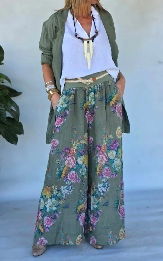 KATHARINE | JACKET AND FLORAL WIDE-LEG TROUSERS SET Bennet & Stone London