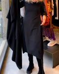 MAEVE | BLACK MIDI DRESS WITH POCKETS Bennet & Stone London