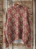 ROSE | RETRO ROSE PRINT TURTLENECK SWEATER Bennet & Stone London