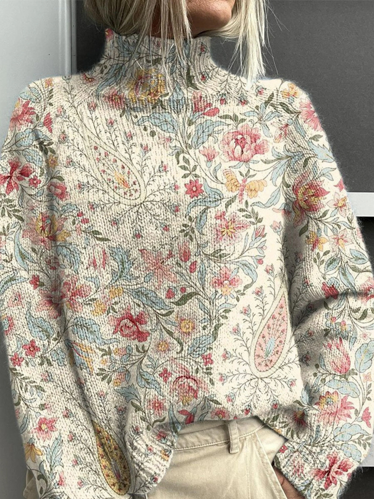JULIA | VINTAGE PAISLEY TURTLENECK SWEATER Bennet & Stone London