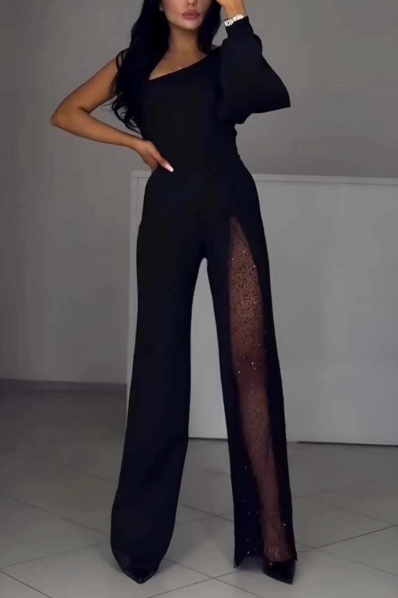 NANCY | ELEGANT ONE-SHOULDER JUMPSUIT WITH GLITTER DETAIL Bennet & Stone London