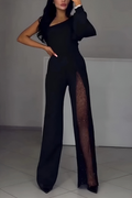 NANCY | ELEGANT ONE-SHOULDER JUMPSUIT WITH GLITTER DETAIL Bennet & Stone London