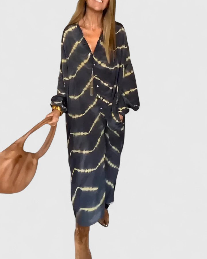 AMELIE | ELEGANT BOHO STRIPED MAXI DRESS Bennet & Stone London