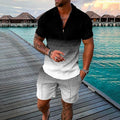 NOAH | POLO SHIRT & SHORTS SET IN DARKNESS BLACK Bennet & Stone London