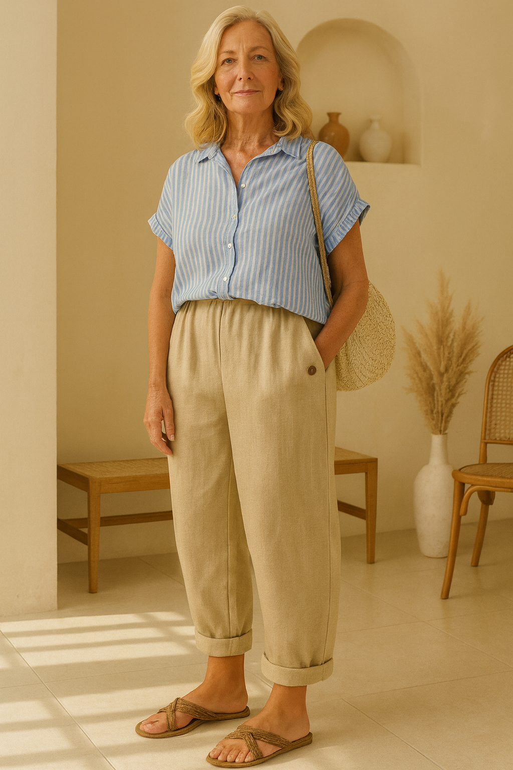 Sharona - Lightweight Linen-Cotton Pants Bennet & Stone London