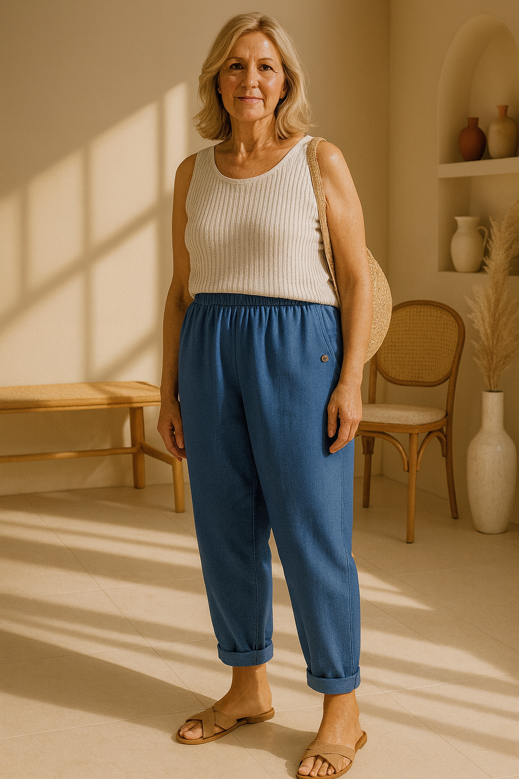 Sharona - Lightweight Linen-Cotton Pants Bennet & Stone London
