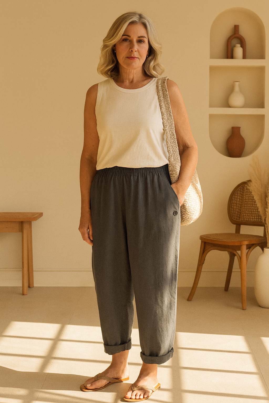 Sharona - Lightweight Linen-Cotton Pants Bennet & Stone London