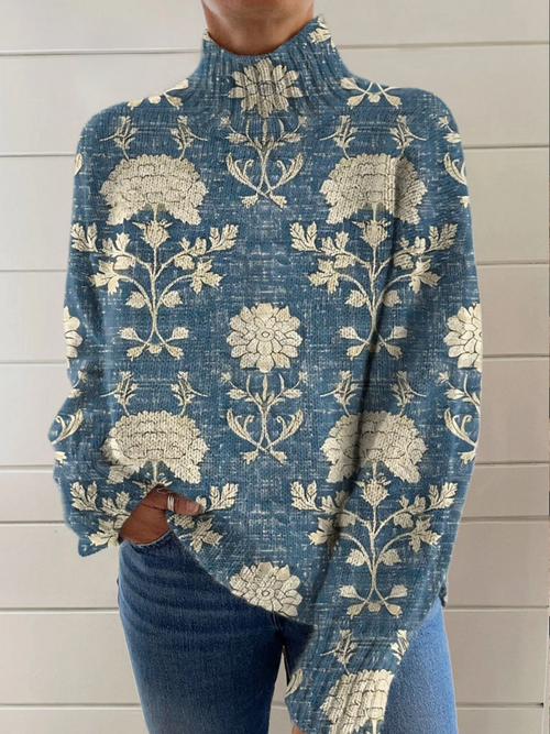 ANGELA | TIMELESS FLORAL TURTLENECK SWEATER Bennet & Stone London