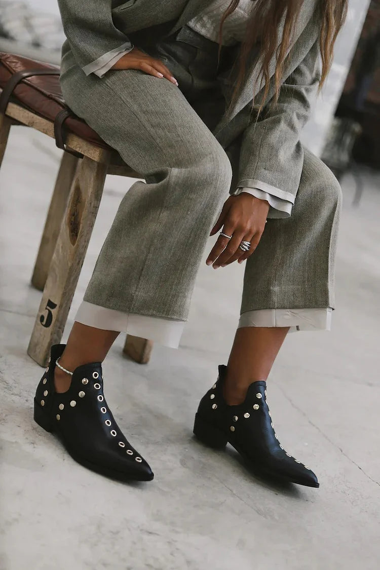  ROSE | STUDDED POINTED ANKLE BOOTS Bennet & Stone London
