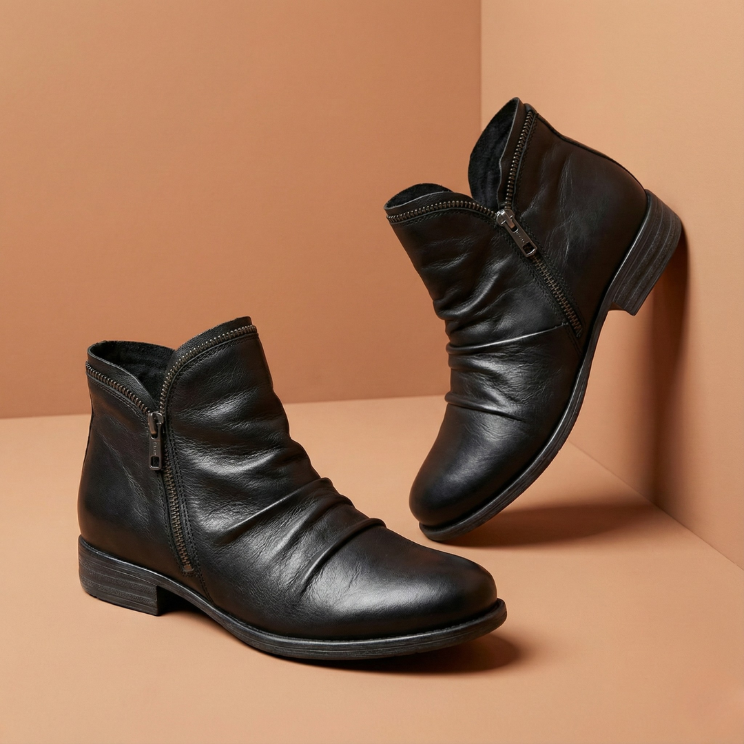 LAVINIA | ORTHOPAEDIC RUCHED ANKLE BOOTS Bennet & Stone London