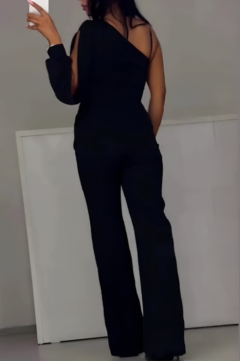 NANCY | ELEGANT ONE-SHOULDER JUMPSUIT WITH GLITTER DETAIL Bennet & Stone London