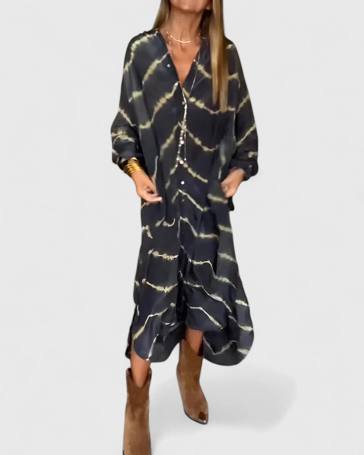 AMELIE | ELEGANT BOHO STRIPED MAXI DRESS Bennet & Stone London