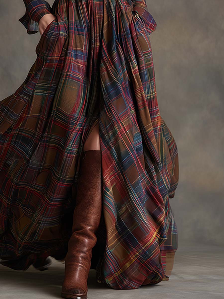 GIULIETTA | MAXI CHECK SHIRT DRESS WITH BELT Bennet & Stone London