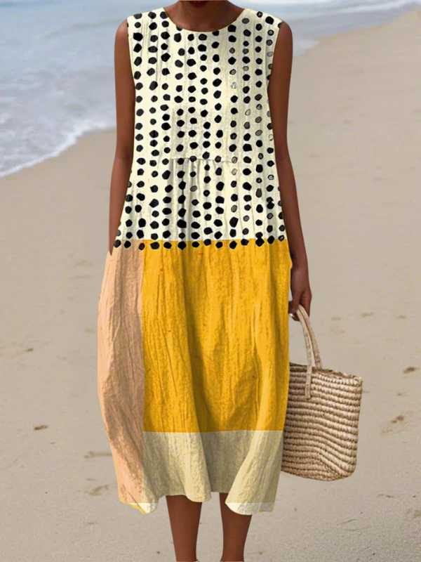 LEAH | POLKA COLORBLOCK MIDI DRESS Bennet & Stone London