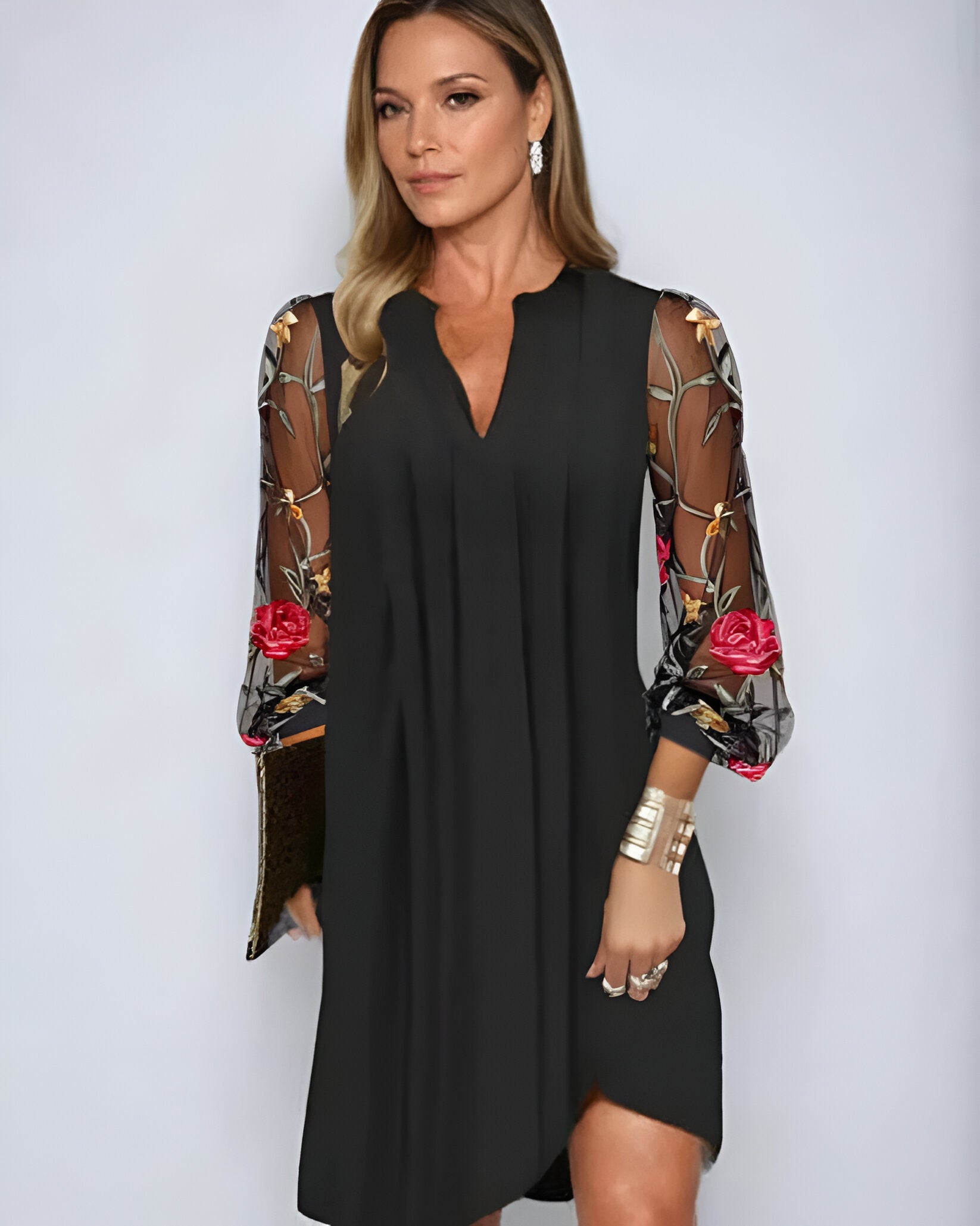 JULIA | EMBROIDERED SLEEVE MIDI DRESS Bennet & Stone London