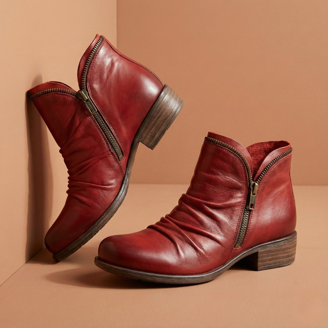 LAVINIA | ORTHOPAEDIC RUCHED ANKLE BOOTS Bennet & Stone London