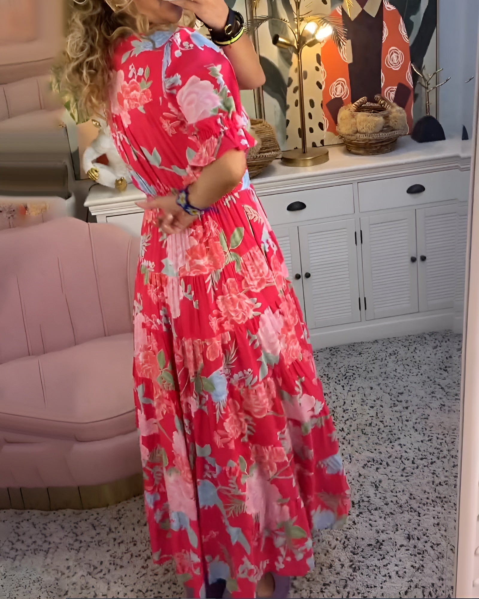 CARINE | DRESS WITH POCKETS AND V-NECK IN FLORAL PRINT Bennet & Stone London