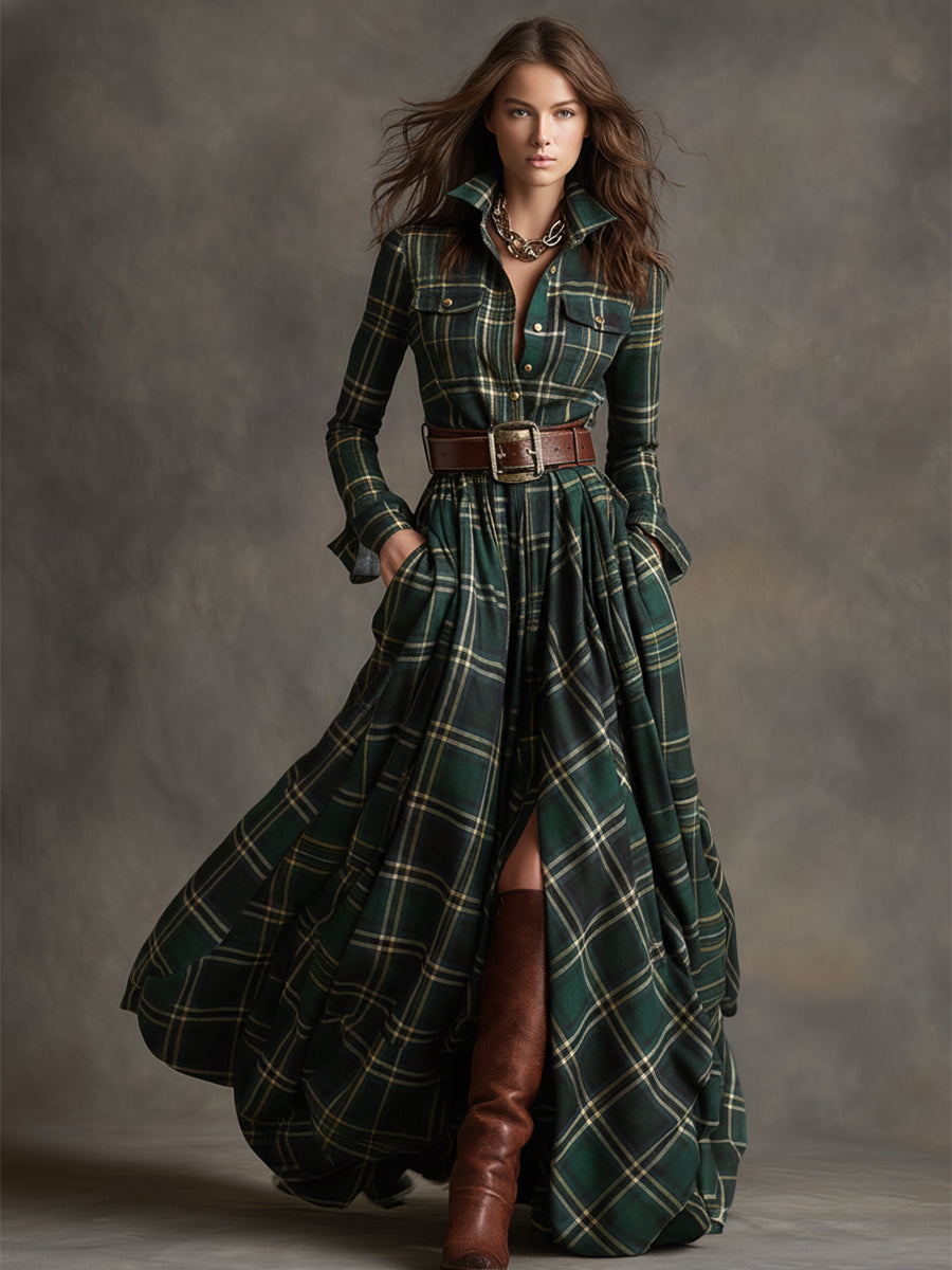 GIULIETTA | MAXI CHECK SHIRT DRESS WITH BELT Bennet & Stone London