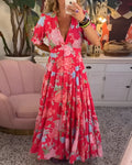 CARINE | DRESS WITH POCKETS AND V-NECK IN FLORAL PRINT Bennet & Stone London