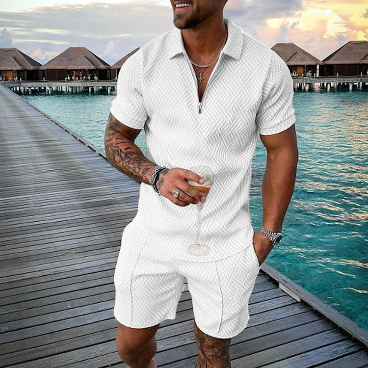 TIM | INFINITE WHITE POLO SHIRT & SHORTS SET Bennet & Stone London