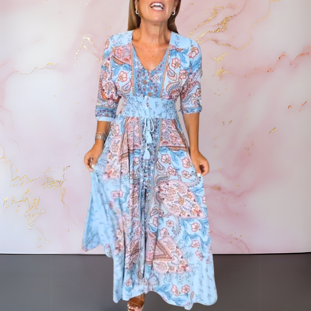 MARGA | ELEGANT SUMMER DRESS WITH V-NECK Bennet & Stone London