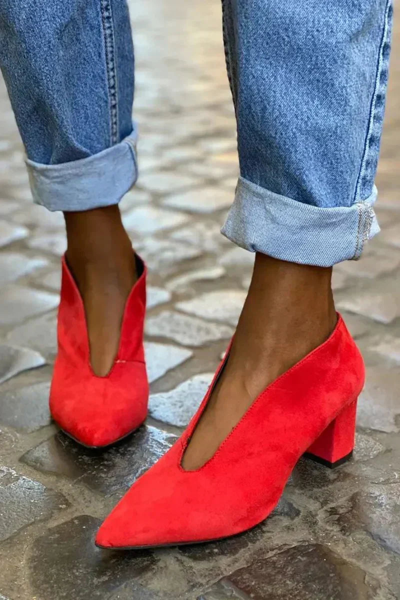  REBECCA | POINTED BLOCK HEEL PUMPS Bennet & Stone London