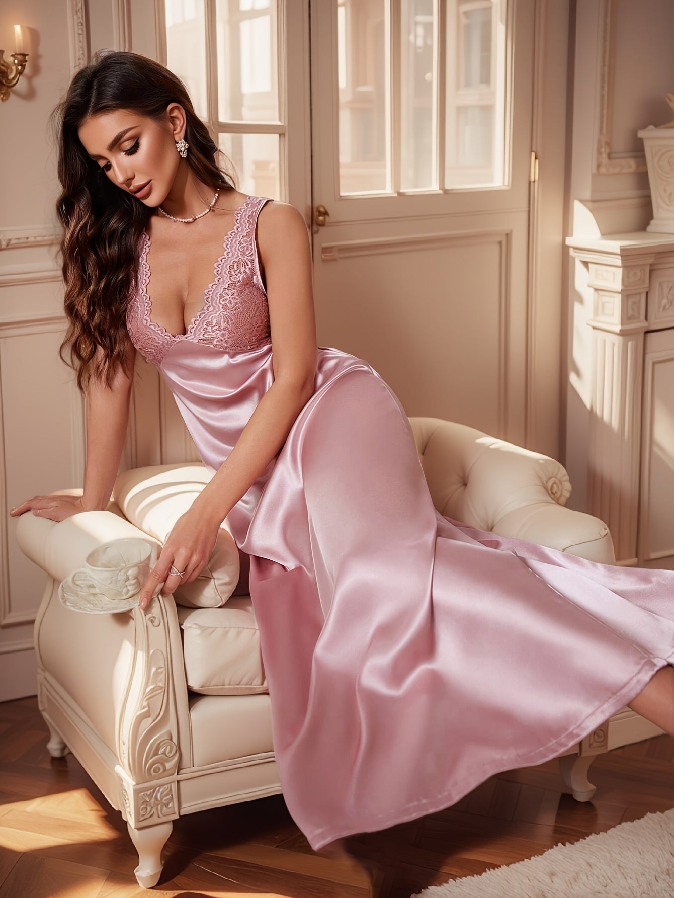 ROSALIE | SOFT LACE BACKLESS NIGHTGOWN Bennet & Stone London