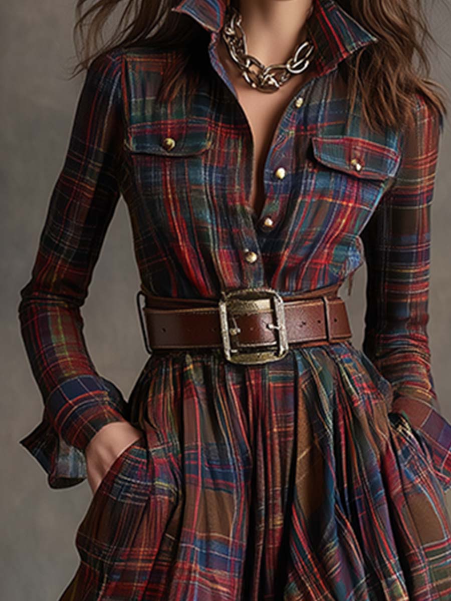 GIULIETTA | MAXI CHECK SHIRT DRESS WITH BELT Bennet & Stone London