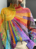 ALICE | COLOURFUL SUN COLLAGE PRINT TURTLENECK Bennet & Stone London