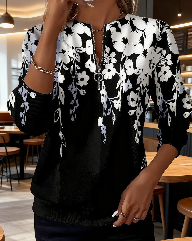LARA | FLORAL ZIP-UP TOP Bennet & Stone London