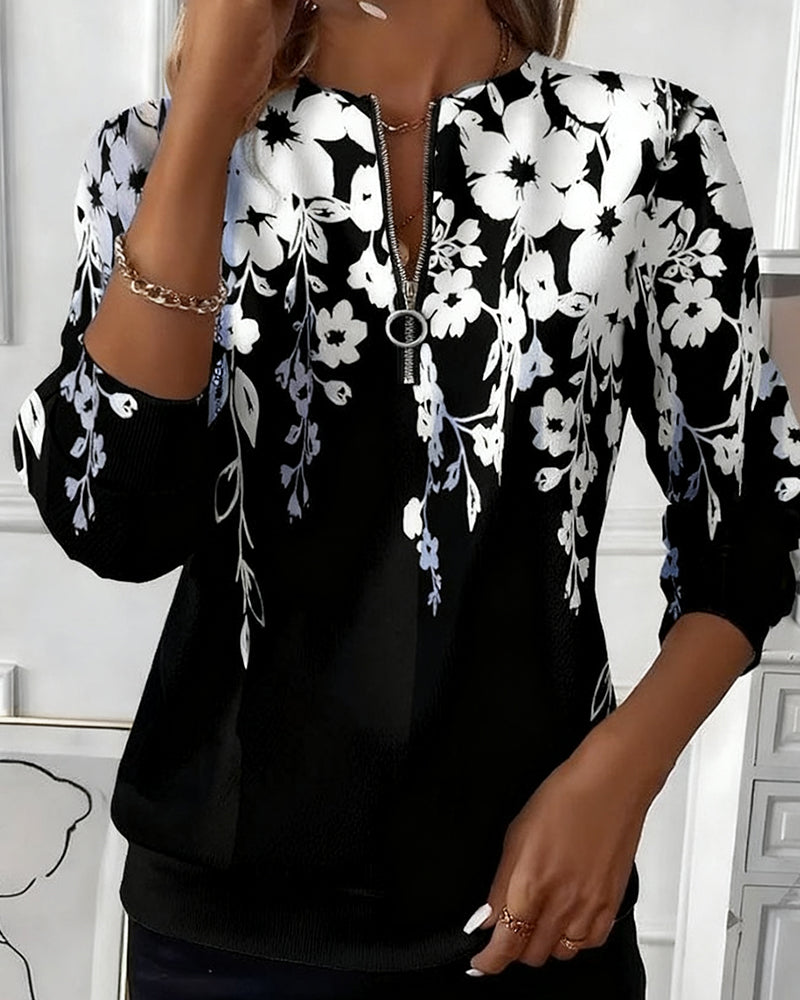 LARA | FLORAL ZIP-UP TOP Bennet & Stone London