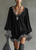 GILLIAN | FAUX SUEDE RUFFLE MINI DRESS Bennet & Stone London