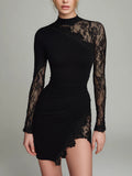 ANTHEA | TURTLENECK LACE TULLE MINI DRESS Bennet & Stone London