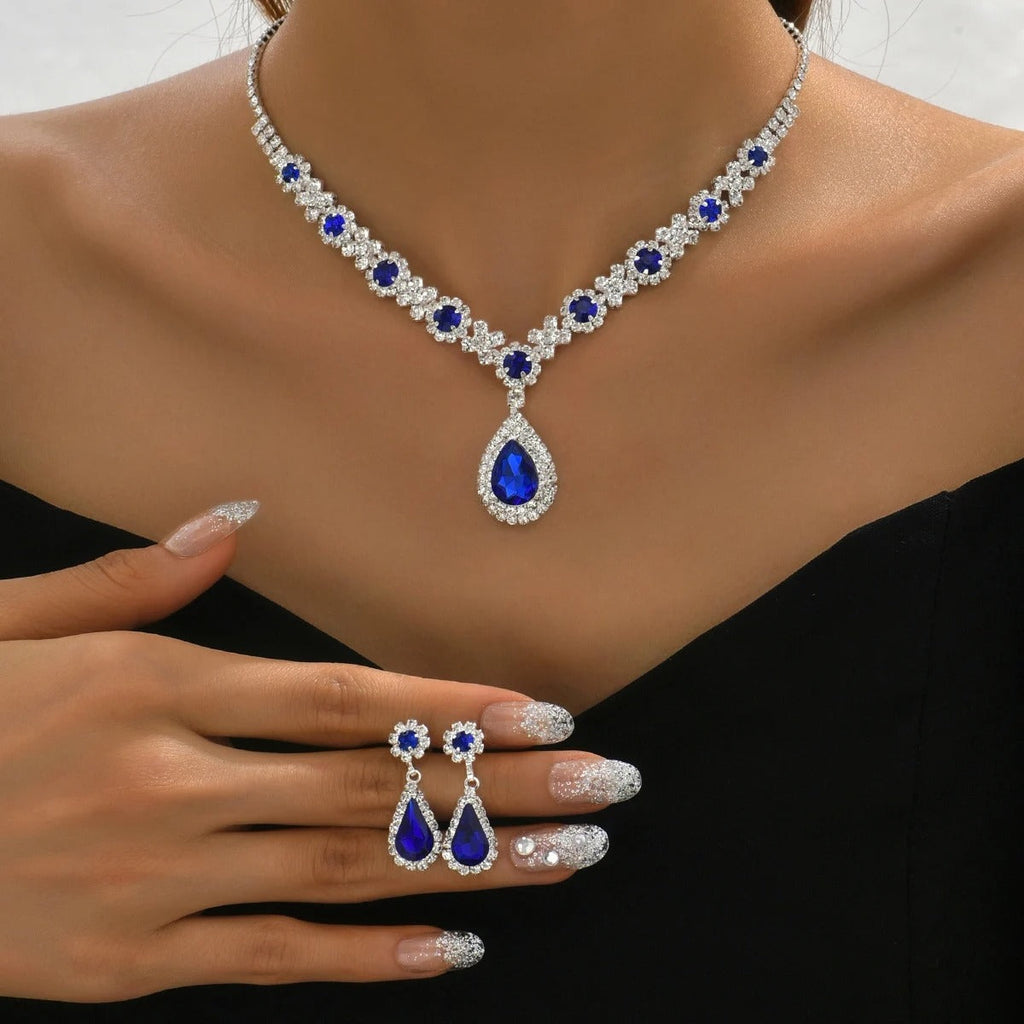 ISOBEL | EMERALD CRYSTAL NECKLACE & EARRING SET Bennet & Stone London