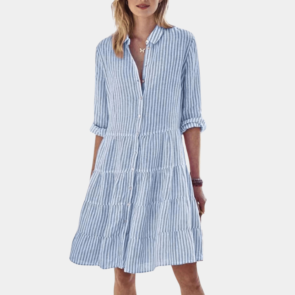 Striped Tiered Shirt Dress | Lightweight & Breathable | Cotton Blend | Summer Casual Bennet & Stone London