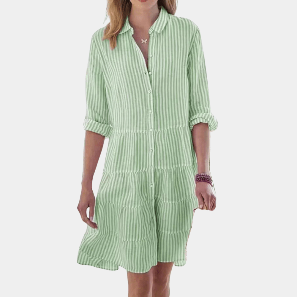 Striped Tiered Shirt Dress | Lightweight & Breathable | Cotton Blend | Summer Casual Bennet & Stone London