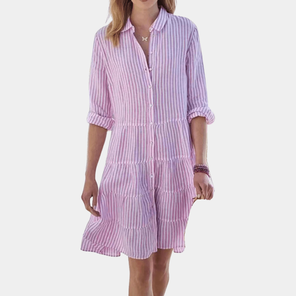 Striped Tiered Shirt Dress | Lightweight & Breathable | Cotton Blend | Summer Casual Bennet & Stone London