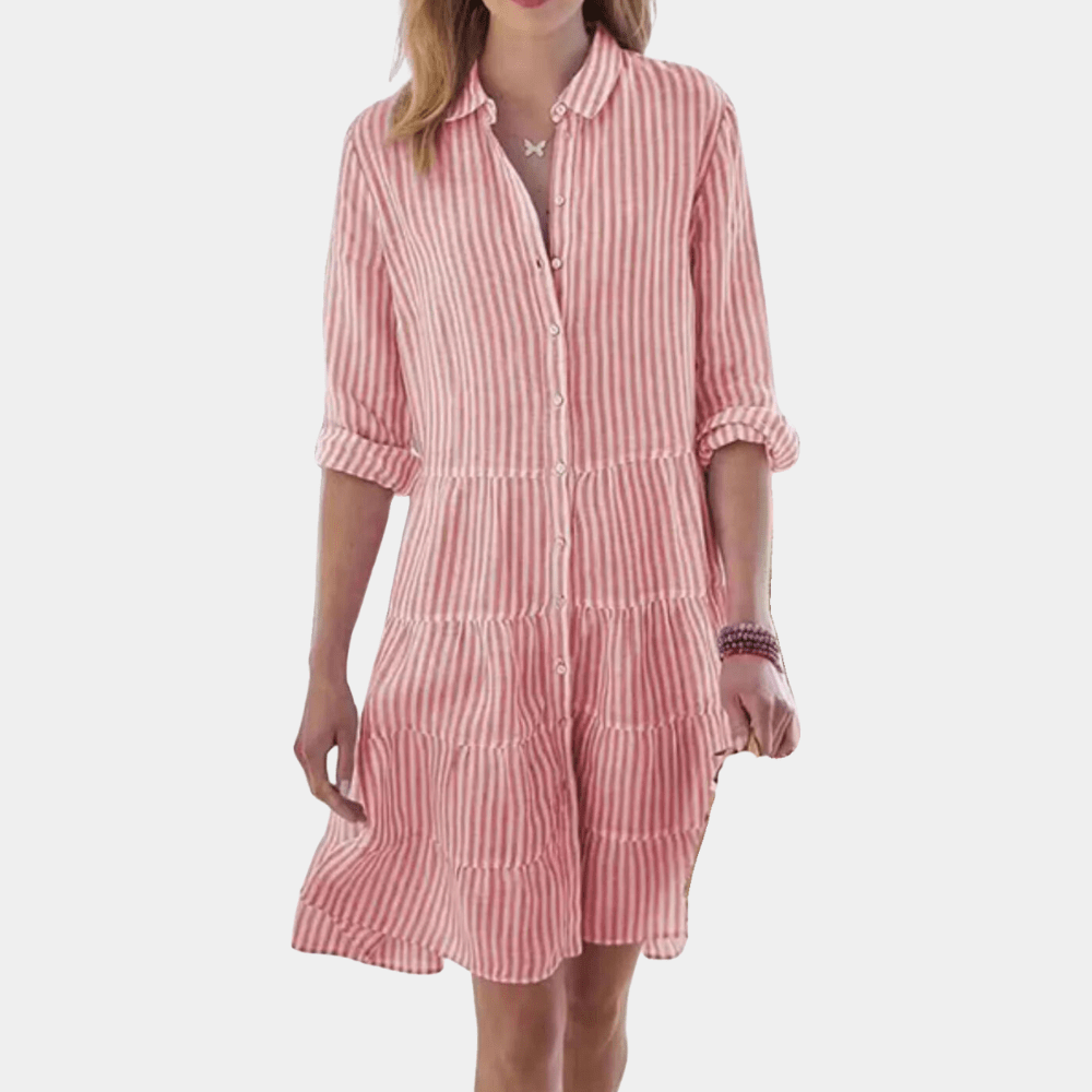 Striped Tiered Shirt Dress | Lightweight & Breathable | Cotton Blend | Summer Casual Bennet & Stone London