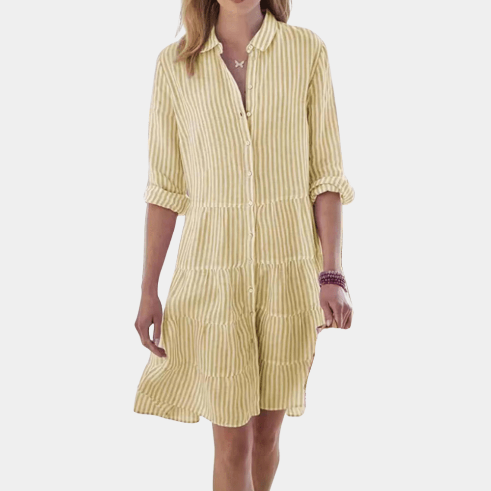 Striped Tiered Shirt Dress | Lightweight & Breathable | Cotton Blend | Summer Casual Bennet & Stone London