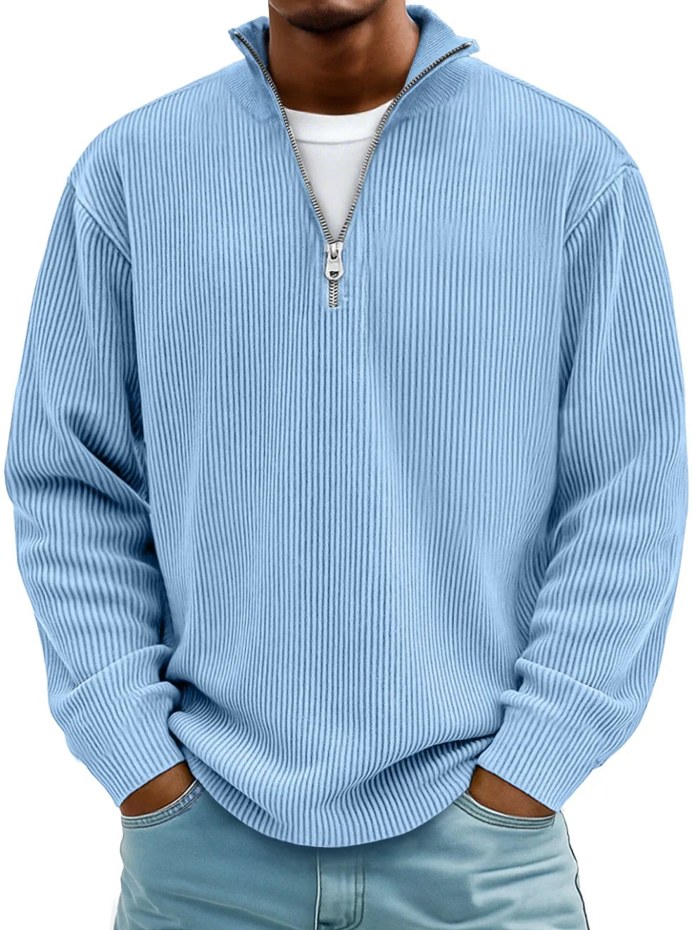 NOLAN | RIBBED HALF-ZIP SWEATER Bennet & Stone London