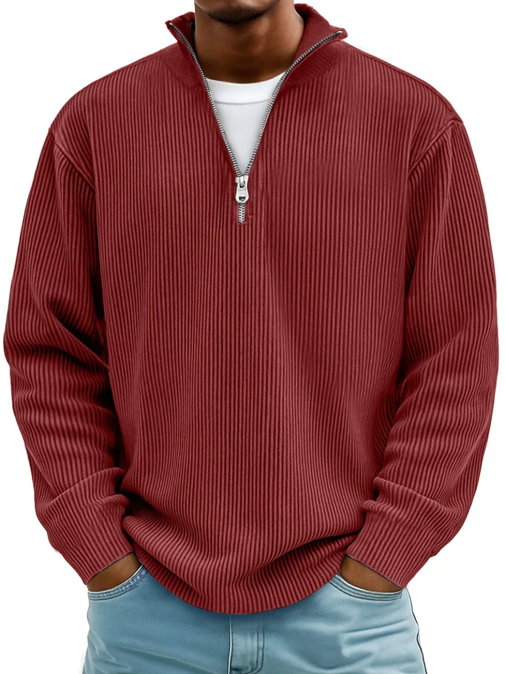 NOLAN | RIBBED HALF-ZIP SWEATER Bennet & Stone London