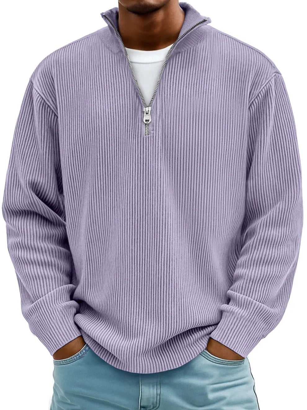 NOLAN | RIBBED HALF-ZIP SWEATER Bennet & Stone London