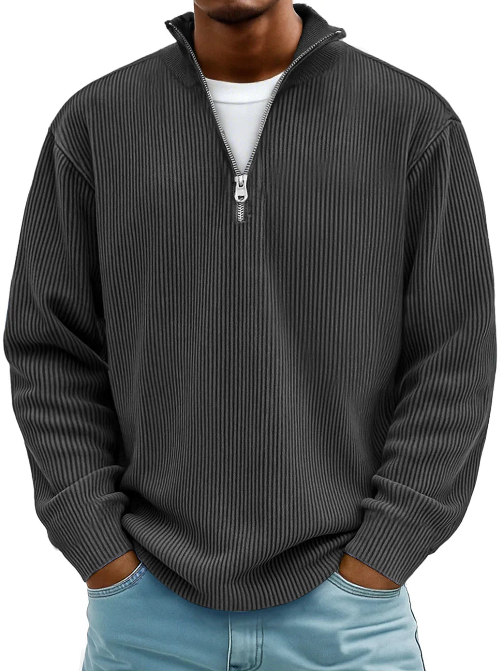 NOLAN | RIBBED HALF-ZIP SWEATER Bennet & Stone London