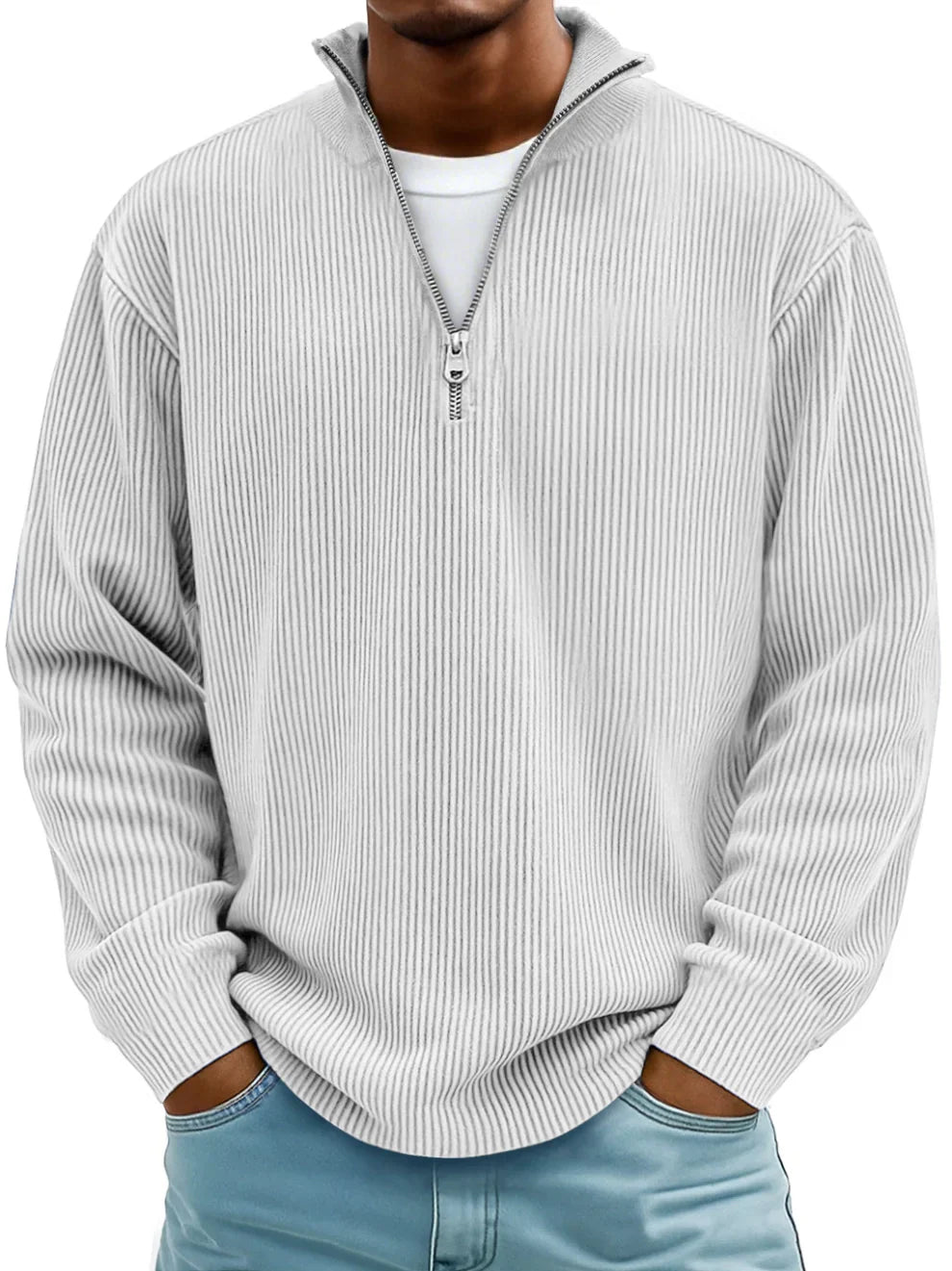 NOLAN | RIBBED HALF-ZIP SWEATER Bennet & Stone London