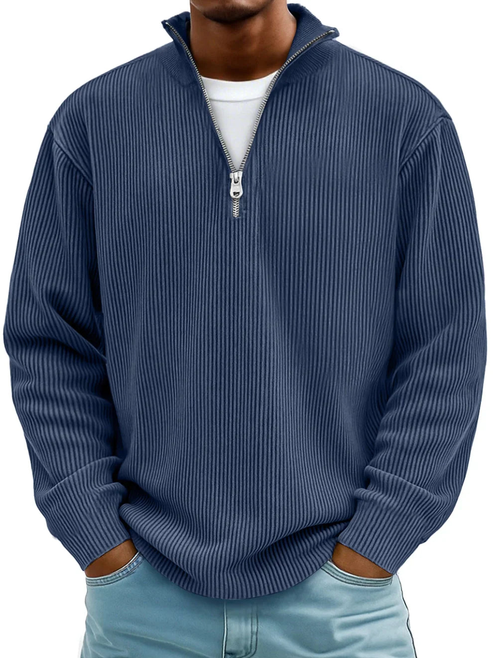 NOLAN | RIBBED HALF-ZIP SWEATER Bennet & Stone London