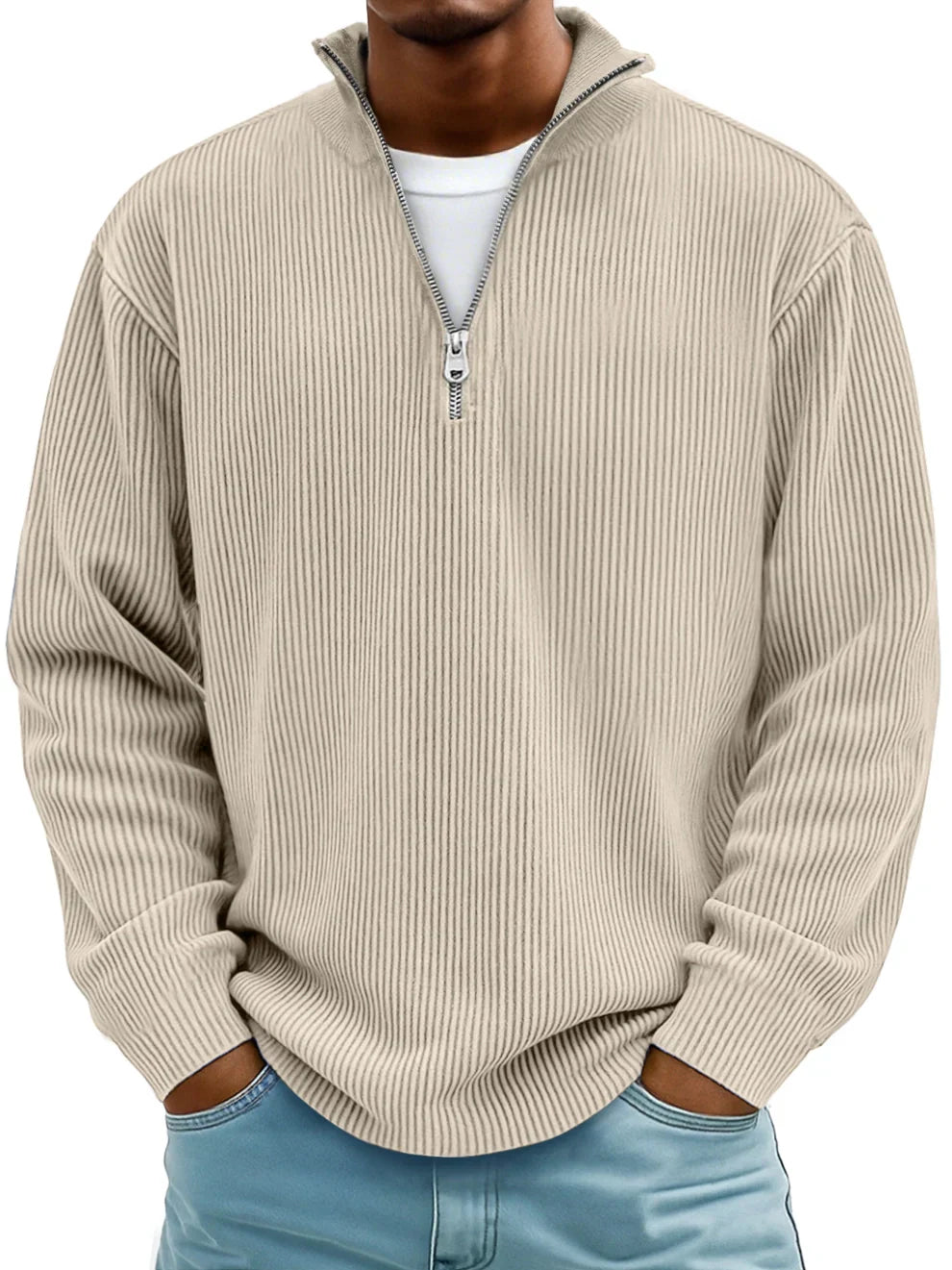 NOLAN | RIBBED HALF-ZIP SWEATER Bennet & Stone London